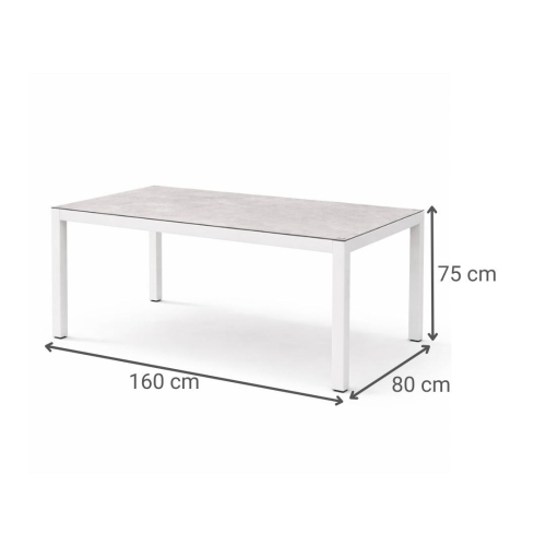 Mesa de Jardín Blanca de Aluminio y Cristal Cerámico RUMANIA