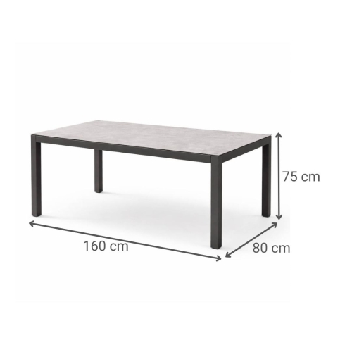 Mesa de Jardín Antracita de Aluminio y Cristal Cerámico RUMANIA