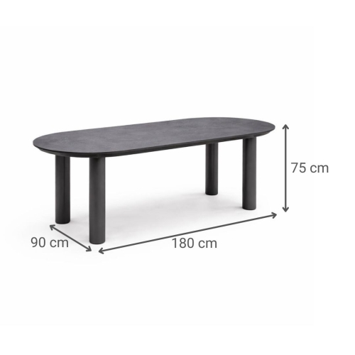 Mesa de Jardín Antracita 180 cm Aluminio Mármol ALGECIRAS
