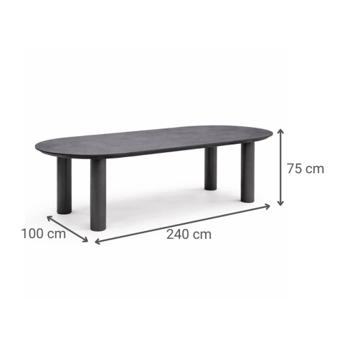 Mesa de Jardín Antracita 240 cm Aluminio Mármol ALGECIRAS