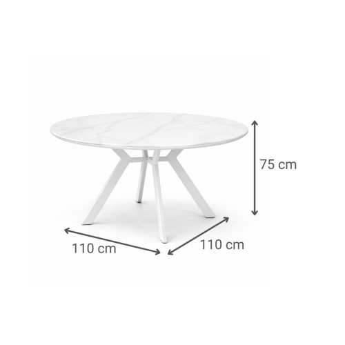 Mesa de Jardín Redonda de 110 cm Cerámica Blanca BARCELONA