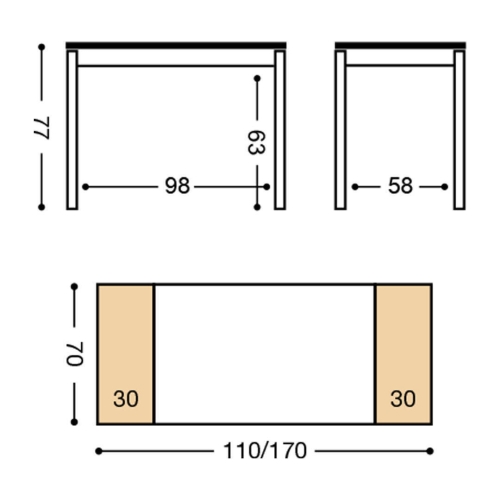 Mesa de Cocina Extensible Alas con Tablero Laminado RONDA 774/NG
