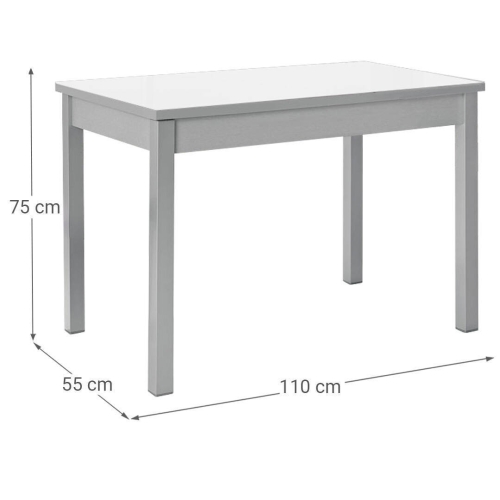 Mesa de Cocina Aluminio con Tablero de Cristal CIGALES 156