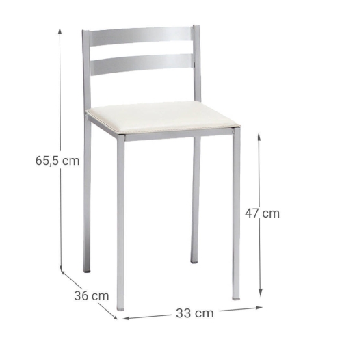 Taburete Bajo con Respaldo y Asiento Tapizado de Aluminio 788/AL