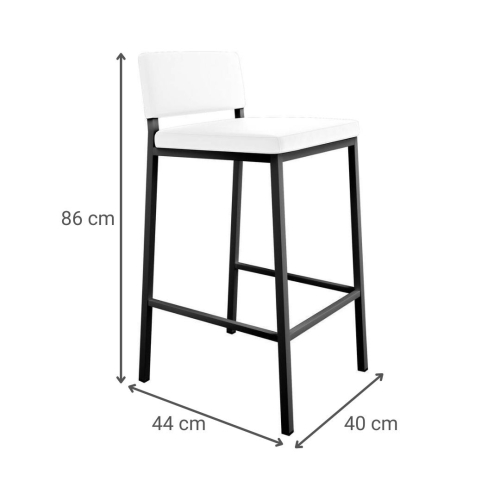 Taburete Alto en Negro con Respaldo y Asiento Tapizado NINO