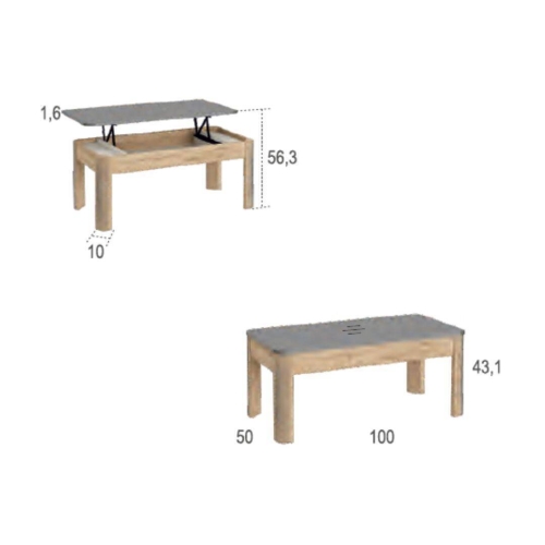 Mesa de Centro Elevable de Melamina FILLET ND5015