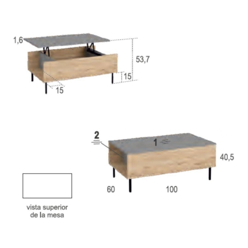 Mesa de Centro Elevable de Melamina DUTTY ND5045