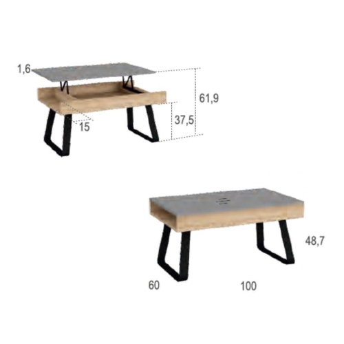 Mesa de Centro Elevable de Melamina LIFT Pata Belt ND5070