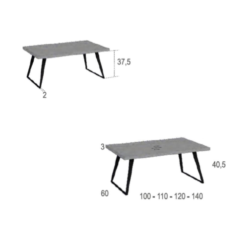 Mesa de Centro de Superficie de Melamina con Patas Metálicas Loki MIRA ND5092