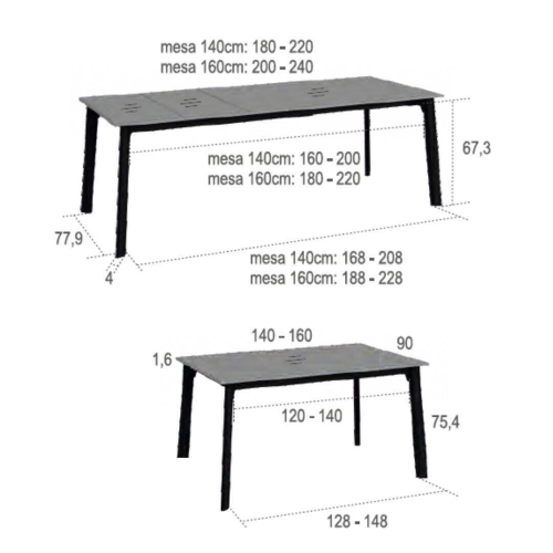 Mesa de Comedor Extensible en Melamina DROP ND5716