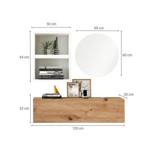 Recibidor 120 cm Acabado Artisan-Blanco Nº 226