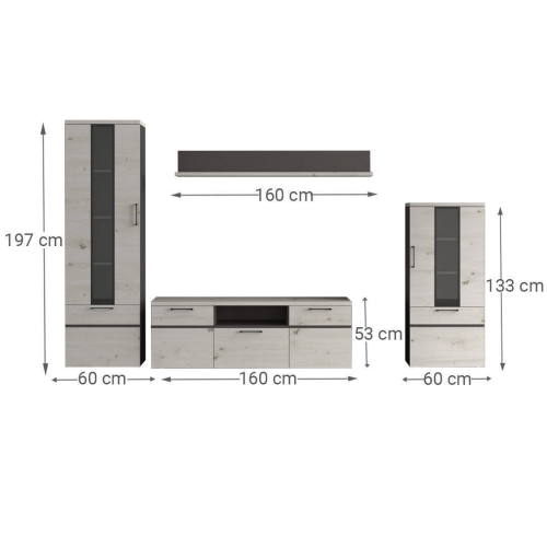 Composición de Salón 280 cm Acabado en Ébano y Albian OTTO 108