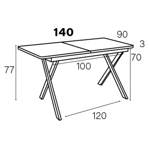 Mesa de Comedor Extensible Rectangular 140x90 con Patas Metálicas M824