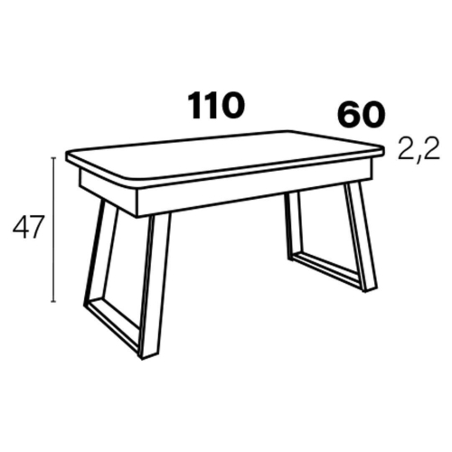 Mesa de Centro Elevable Rectangular 110x60 con Patas Metálicas Trapecio M833