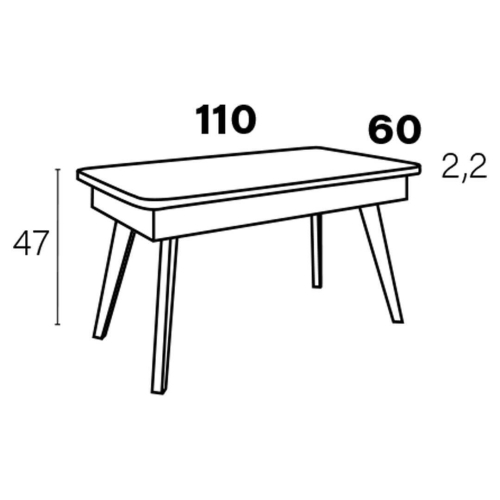 Mesa de Centro Elevable Rectangular 110x60 Melamina con Patas Inclinadas M834