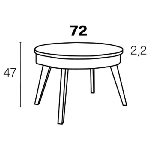Mesa de Centro Elevable Redonda 72 cm con Patas Metálicas Inclinadas M837