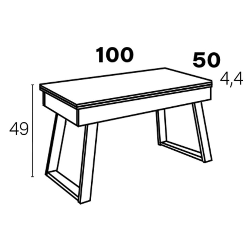 Mesa de Centro Elevable Rectangular 110x50 Melamina Trapecio M838