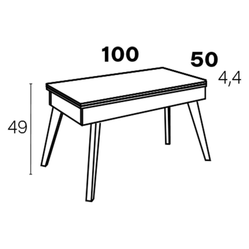 Mesa de Centro Elevable Rectangular con Patas Metálicas Inclinadas M839