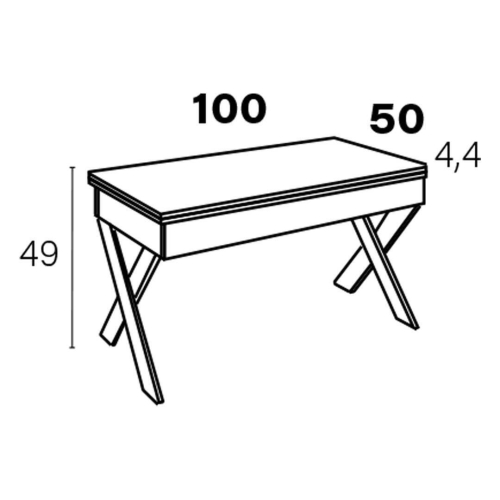 Mesa de Centro Elevable Rectangular en Melamina con Patas Metálicas en X M840