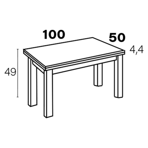 Mesa de Centro Elevable Rectangular 110x50 Patas Cuadradas de Madera M906