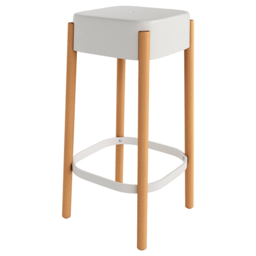 Taburete con Patas de Madera de Color Blanco VISBY CG1646DB