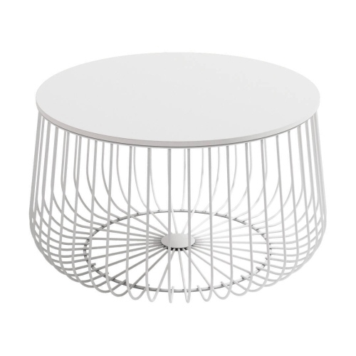 Mesa de Centro Redonda con Estructura Blanca ÍNDICO CG1106B