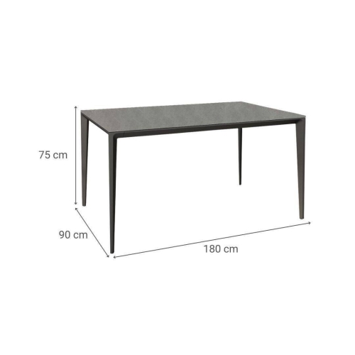 Mesa de Comedor Rectangular 180 cm Porcelánico y Metal Negro Cortés