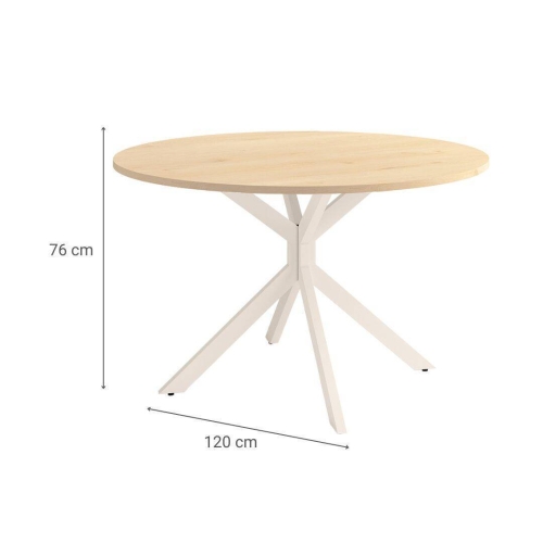 Mesa Wako Circular 120 cm Estuctura Marfil BOGAL CNG051M