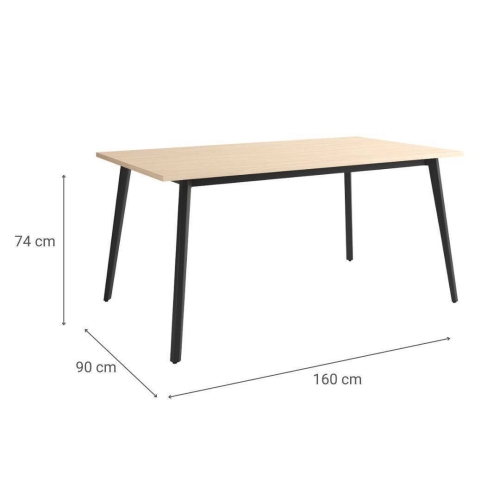 Mesa Kamba Rectangular 160 cm Estuctura Negra BOGAL CNG053N