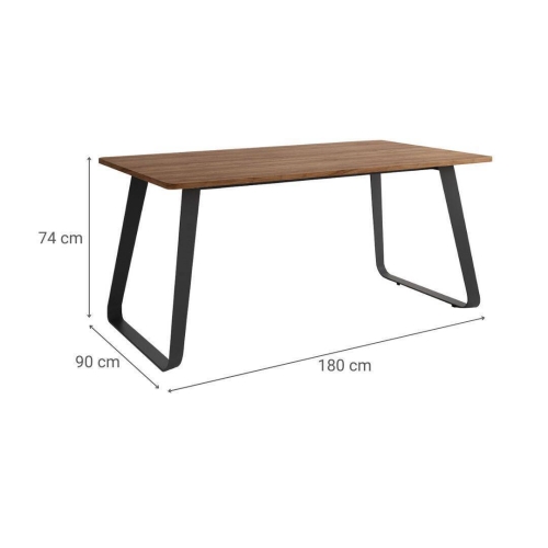 Mesa Como Rectangular 180 cm Estuctura Negra BOGAL CNG069N