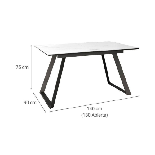 Mesa Sena Extensible de 140 cm de Porcelana con Estructura Negra BOGAL CNG086N