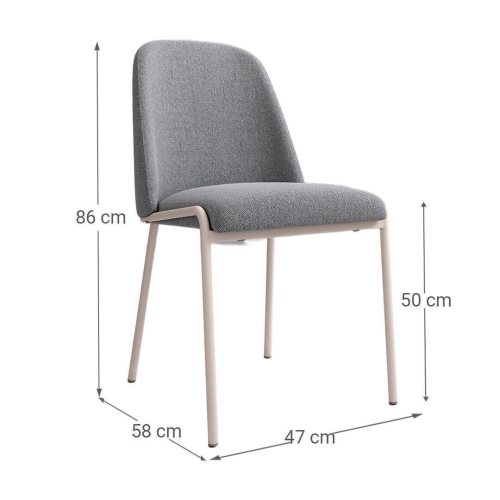 Pack de 4 Sillas de Comedor con Patas en Marfil Tapizado con Tela CALGARY