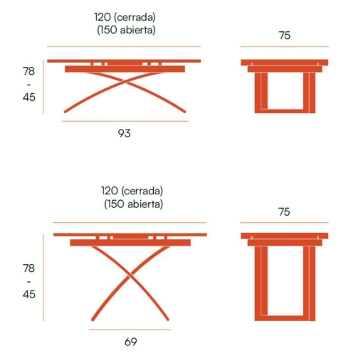 Mesa de Centro Elevable y Extensible con Ruedas LLANES