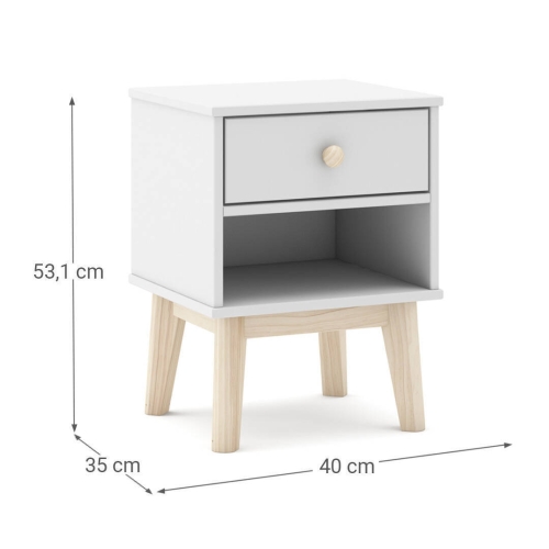 Mesita de Noche con Cajón color Blanco ESTEBAN