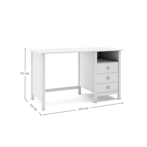 Escritorio de Madera Color Blanco con Cajones MAX