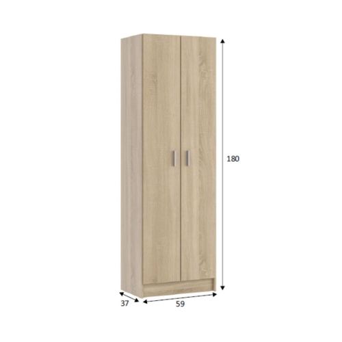 Armario auxiliar ROJAS de melamina con 2 puertas y 5 estantes color roble canadian 007146F