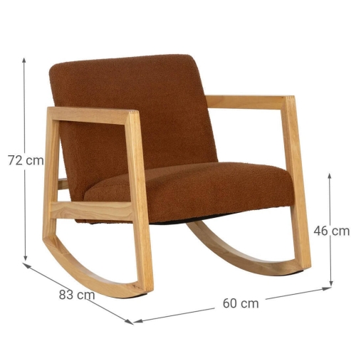 Mecedora de Madera de Caucho con Tapizado Borreguito Marrón 609294