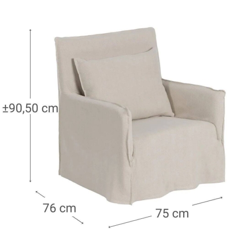 Sillón de Madera Tapizado en Tela Crema 611754