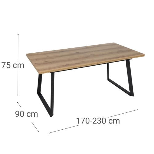 Mesa de Comedor Extensible con Patas de Hierro Rectangulares 61214