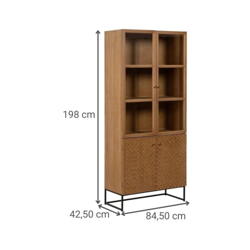 Vitrina Natural de DM y Madera de Fresno con Puertas 198 cm 612156