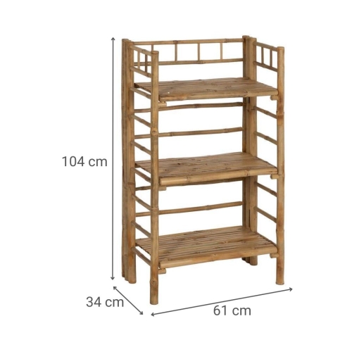 Estantería de Bambú Natural con Tres Baldas 613204