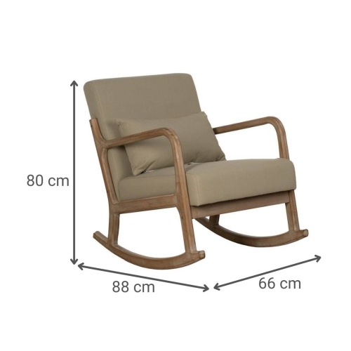 Mecedora de Madera Natural con Tapizado Beige 66 cm 613835
