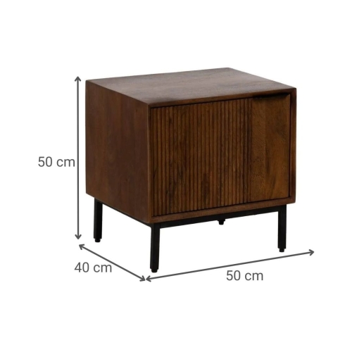 Mesita de Dormitorio en Madera de Mango y Hierro 50 cm 612714