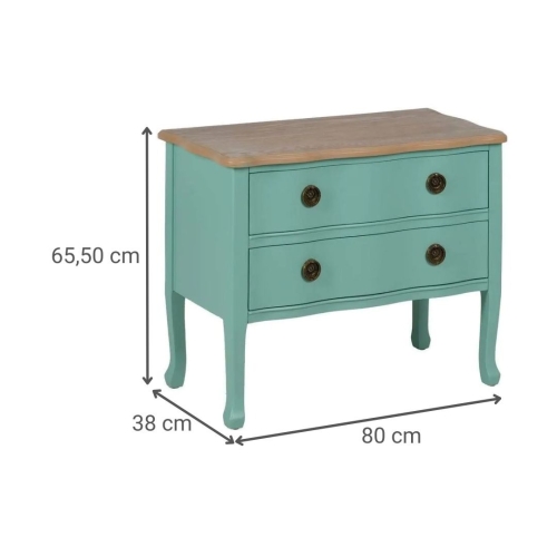 Mesita de Noche de Madera Turquesa con 2 Cajones 80 cm 613460