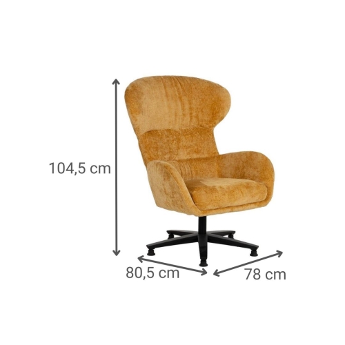 Sillón Giratorio Mostaza con Base Metálica y Tapizado Suave 612621