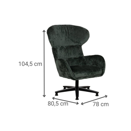 Sillón Giratorio Verde con Base Metálica y Tapizado Suave 612622