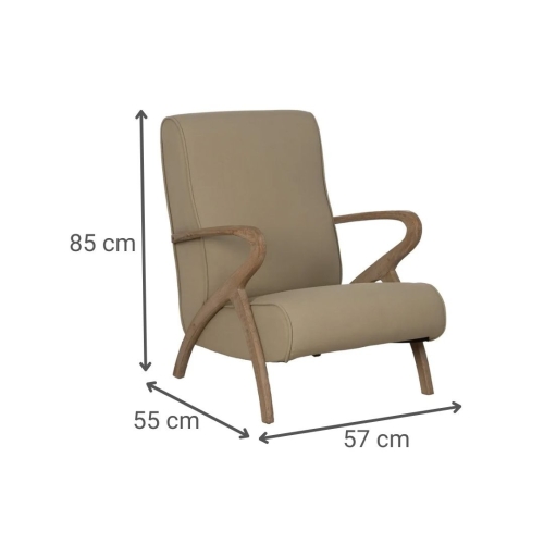 Sillón Natural con Estructura de Madera y Tapizado Beige 613836