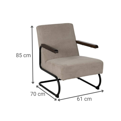 Sillón Taupe de Metal y Tejido con Patas Negras 613473