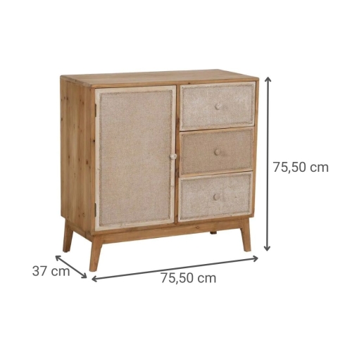 Mueble Recibidor de Madera Natural con Cajones y Puerta 75 cm 611307