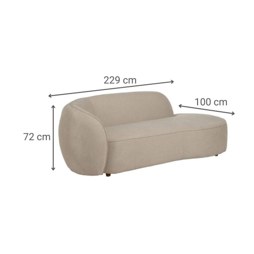 Sofá 3 Plazas Tejido-Madera 229 cm Color Beige 614160